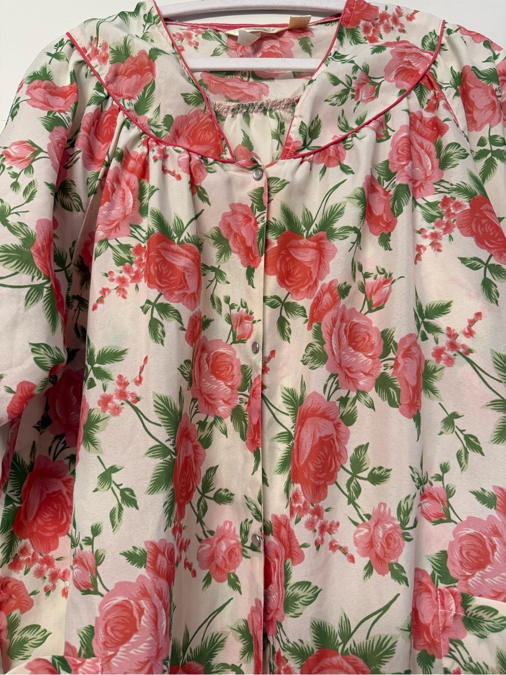 Vintage Check Me First Floral House Dress Size M Pink Rose Granny Chic Pristine - Picture 3 of 7